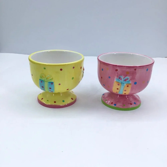 2 Fun Cupcake Collection by Joy Pedestal Mugs Pastel Cups Birthday Party Gifts - Picture 2 of 11